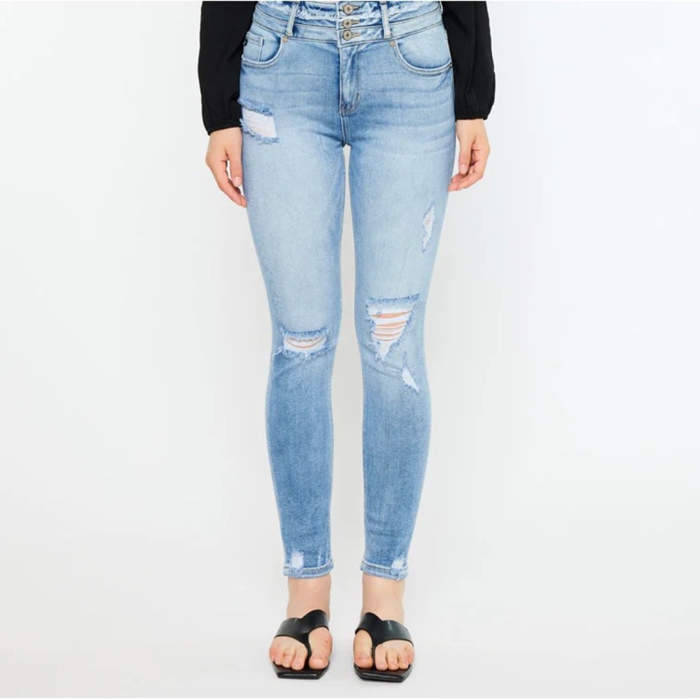 KanCan Light Blue High Rise Distressed Jeans